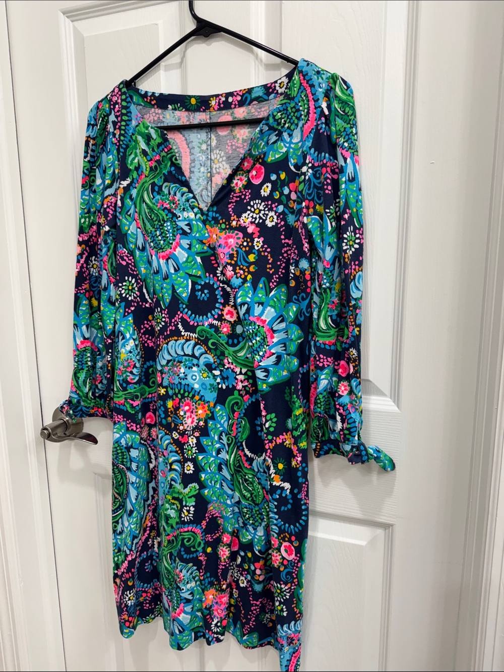 Lilly Pulitzer Navy Multicolor Paisley Long Sleeve Tunic Dress